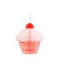 Honeycomb paper decoration Cupcake, 20 cm, mix (1 pkt / 1 pc.)