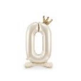 Standing foil balloon number ''0'', 84 cm, light cream (1 pkt / 1 pc.)