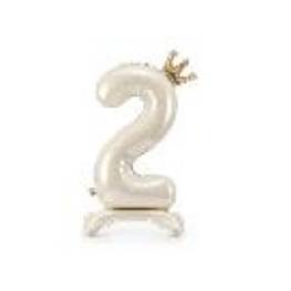 Standing foil balloon number ''2'', 84 cm, light cream (1 pkt / 1 pc.)