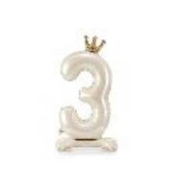 Standing foil balloon number ''3'', 84 cm, light cream (1 pkt / 1 pc.)