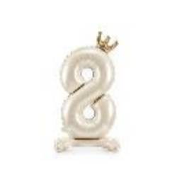 Standing foil balloon number ''8'', 84 cm, light cream (1 pkt / 1 pc.)