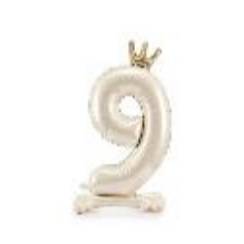 Standing foil balloon number ''9'', 84 cm, light cream (1 pkt / 1 pc.)