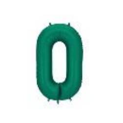 Foil Balloon Number ''0'', 86cm, Bottle Green (1 pkt / 1 pc.)