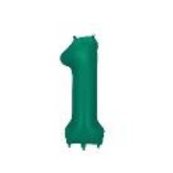 Foil Balloon Number ''1'', 86cm, Bottle Green (1 pkt / 1 pc.)