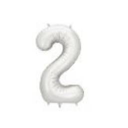 Foil balloon Number ''2'', 86 cm, silver (1 pkt / 1 pc.)