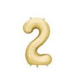 Foil balloon Number ''2'', 86 cm, gold. (1 pkt / 1 pc.)