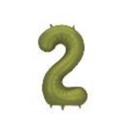 Foil Balloon Number ''2'', 86cm, olive (1 pkt / 1 pc.)