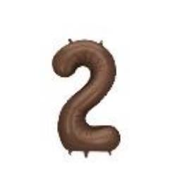 Foil balloon Number ''2'', 86 cm, mocha. (1 pkt / 1 pc.)