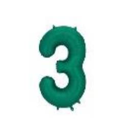 Foil Balloon Number ''3'', 86cm, Bottle Green (1 pkt / 1 pc.)