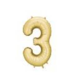 Foil balloon Number ''3'', 86 cm, gold. (1 pkt / 1 pc.)
