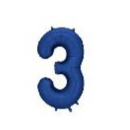 Foil Balloon Number ''3'', 86cm, navy blue (1 pkt / 1 pc.)
