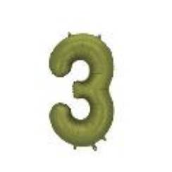 Foil Balloon Number ''3'', 86cm, olive (1 pkt / 1 pc.)