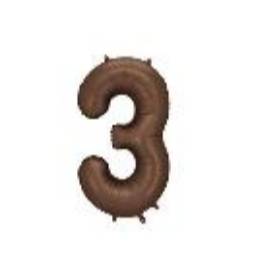 Foil balloon Number ''3'', 86 cm, mocha. (1 pkt / 1 pc.)