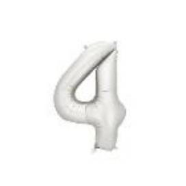 Foil balloon Number ''4'', 86 cm, silver (1 pkt / 1 pc.)