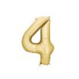 Foil balloon Number ''4'', 86 cm, gold. (1 pkt / 1 pc.)