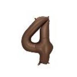 Foil balloon Number ''4'', 86 cm, mocha. (1 pkt / 1 pc.)