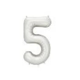 Foil balloon Number ''5'', 86 cm, silver (1 pkt / 1 pc.)