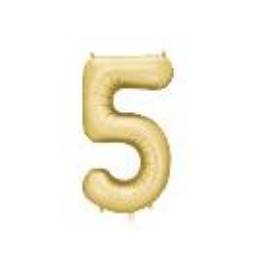 Foil balloon Number ''5'', 86 cm, gold. (1 pkt / 1 pc.)