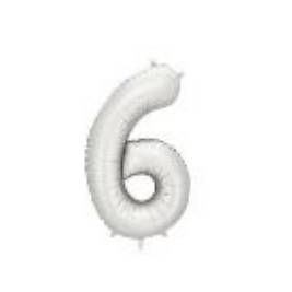 Foil balloon Number ''6'', 86 cm, silver (1 pkt / 1 pc.)