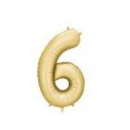 Balon foliowy Cyfra ''6'', 86cm, złoty (1 pkt / 1 pc.)
