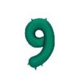Foil Balloon Number ''9'', 86cm, Bottle Green (1 pkt / 1 pc.)
