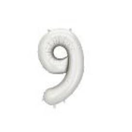 Foil balloon Number ''9'', 86 cm, silver (1 pkt / 1 pc.)