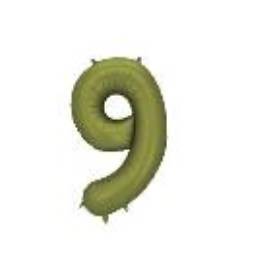 Foil Balloon Number ''9'', 86cm, olive (1 pkt / 1 pc.)