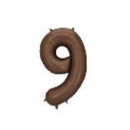 Foil balloon Number ''9'', 86 cm, mocha. (1 pkt / 1 pc.)