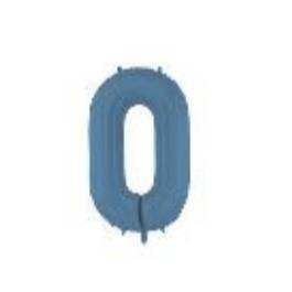 Foil Balloon Number ''0'', 86cm, navy blue (1 pkt / 1 pc.)