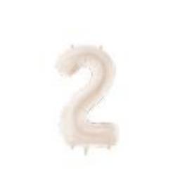 Foil Balloon Number ''2'', 86cm, light warm grey (1 pkt / 1 pc.)