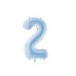 Foil Balloon Number ''2'', 86cm, misty blue (1 pkt / 1 pc.)