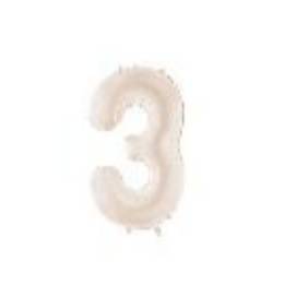 Foil Balloon Number ''3'', 86cm, light warm grey (1 pkt / 1 pc.)