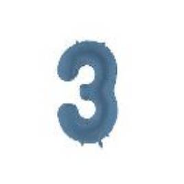Foil Balloon Number ''3'', 86cm, navy blue (1 pkt / 1 pc.)