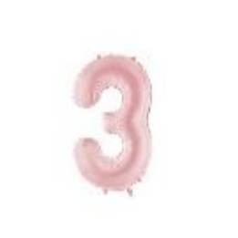 Foil Balloon Number ''3'', 86cm, light pink (1 pkt / 1 pc.)