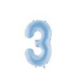 Foil Balloon Number ''3'', 86cm, misty blue (1 pkt / 1 pc.)