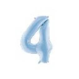 Foil Balloon Number ''4'', 86cm, misty blue (1 pkt / 1 pc.)