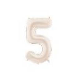 Foil Balloon Number ''5'', 86cm, light warm grey (1 pkt / 1 pc.)