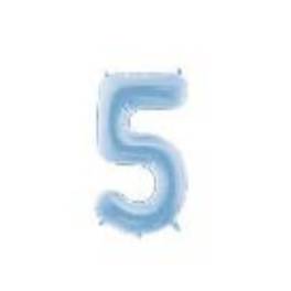 Foil Balloon Number ''5'', 86cm, misty blue (1 pkt / 1 pc.)