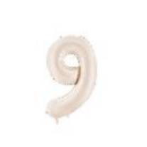 Foil Balloon Number ''9'', 86cm, light warm grey (1 pkt / 1 pc.)
