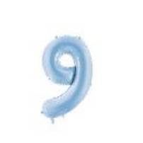 Foil Balloon Number ''9'', 86cm, misty blue (1 pkt / 1 pc.)