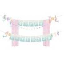 Banner Happy Birthday Mermaid, 130x100cm, mix (1 pkt / 1 pc.)