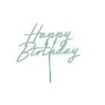 Acrylic cake topper ''Happy Birthday'', green, 16.5 cm (1 pkt / 1 pc.)