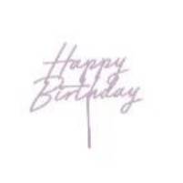 Acrylic cake topper ''Happy Birthday'', purple, 16.5 cm (1 pkt / 1 pc.)
