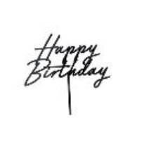 Acrylic cake topper ''Happy Birthday'', black, 16.5 cm (1 pkt / 1 pc.)