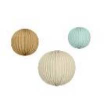 Set of paper lanterns, light blue, brown, cream (1 pkt / 3 pc.)