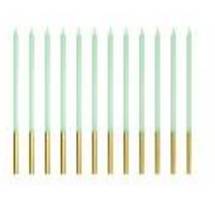 Plain birthday candles, light green, 14 cm (1 pkt / 12 pc.)