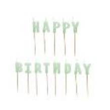 Birthday candles Happy Birthday, 2.5 cm, light green (1 pkt / 13 pc.)