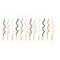 Birthday candles curl Rainbow, 14 cm, mix (1 pkt / 12 pc.)