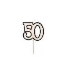 Birthday candle number 50, 5.5cm, black and white (1 pkt / 1 pc.)