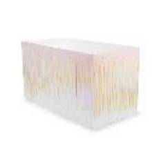 Fringe table skirt, iridescent, 300x80cm (1 pkt / 1 pc.)